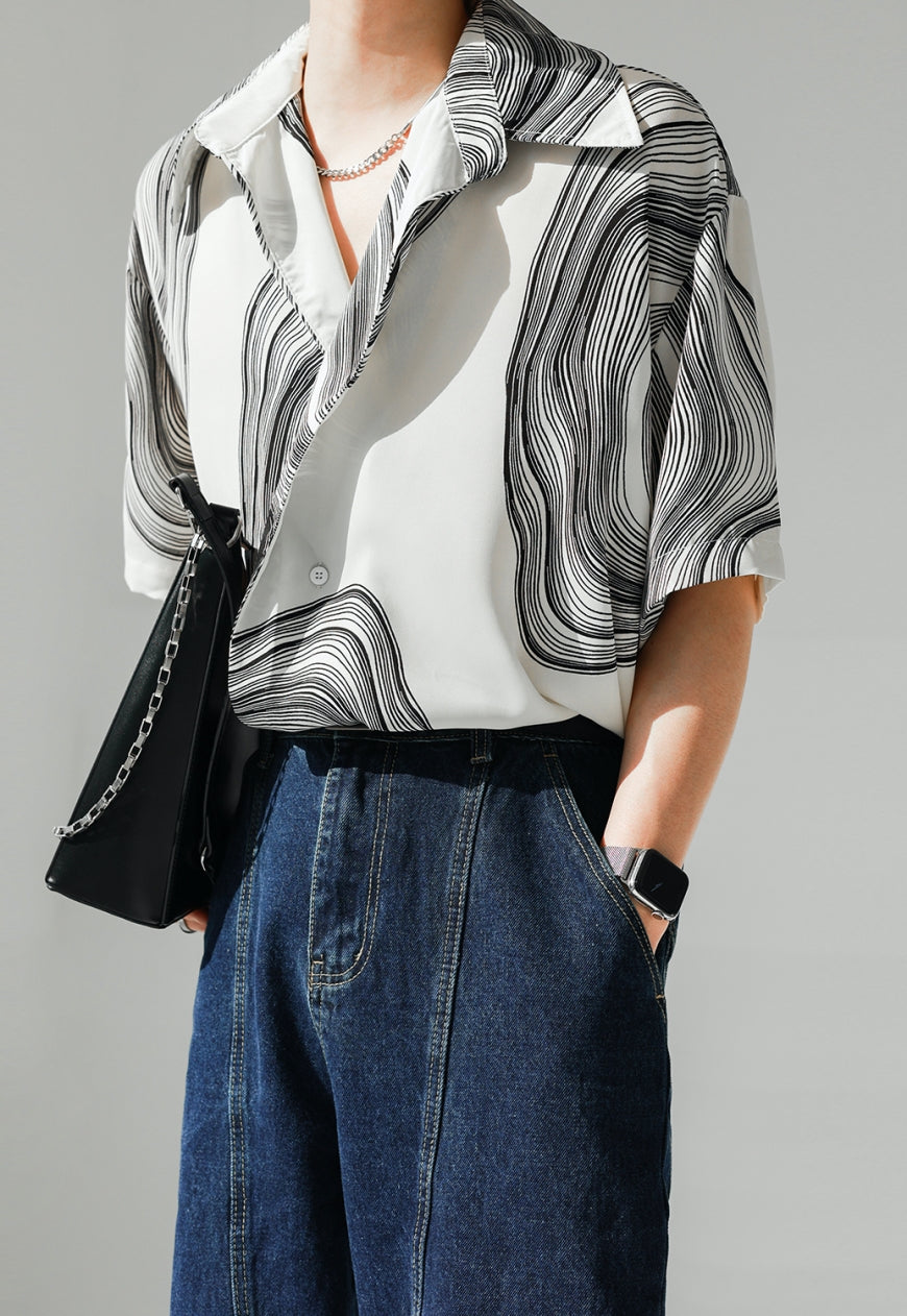 UZIP DESIGN Men's fashion abstract pattern shirt