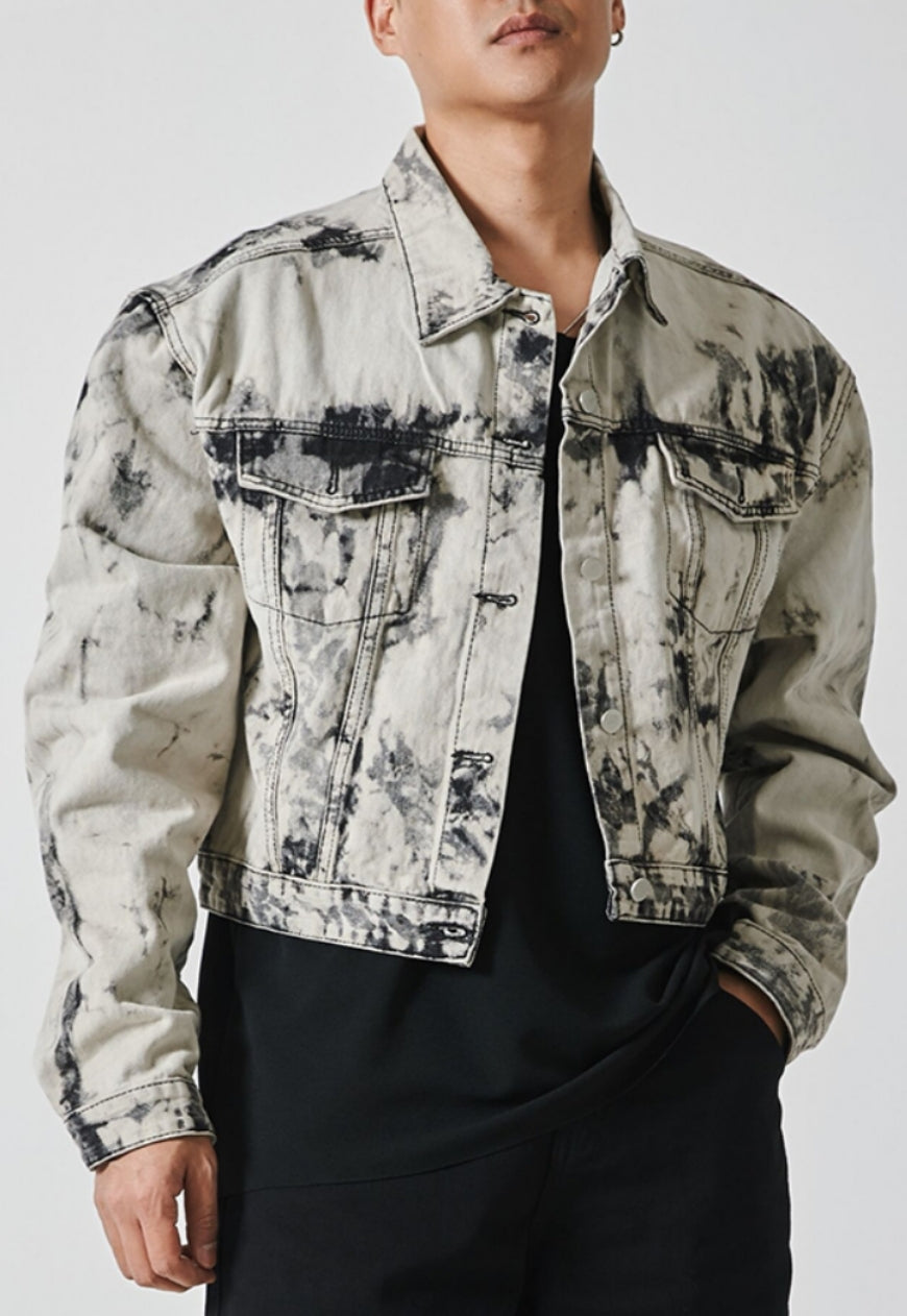 Men's tie-dye vintage denim jacket