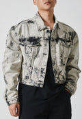 Men's tie-dye vintage denim jacket