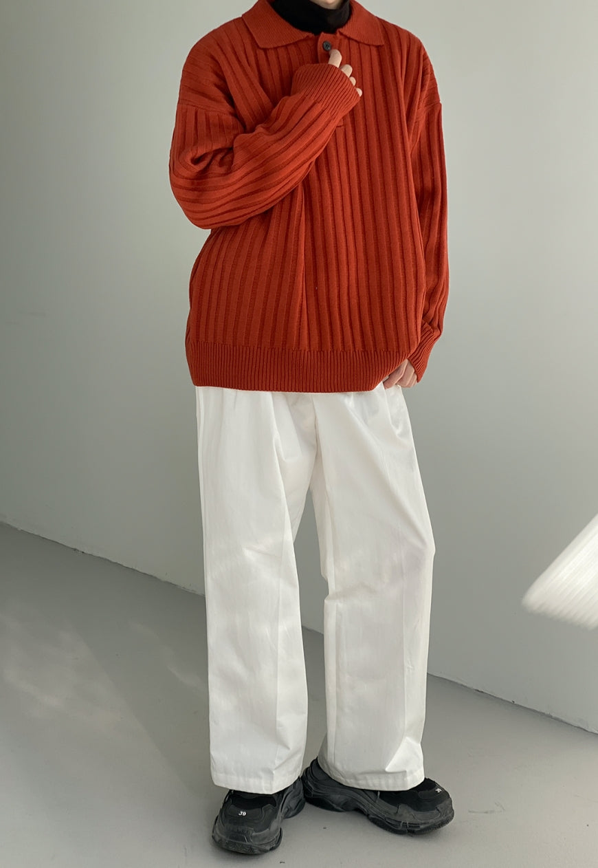 UZIP DESIGN Men's POLO Collar Needle Sweater