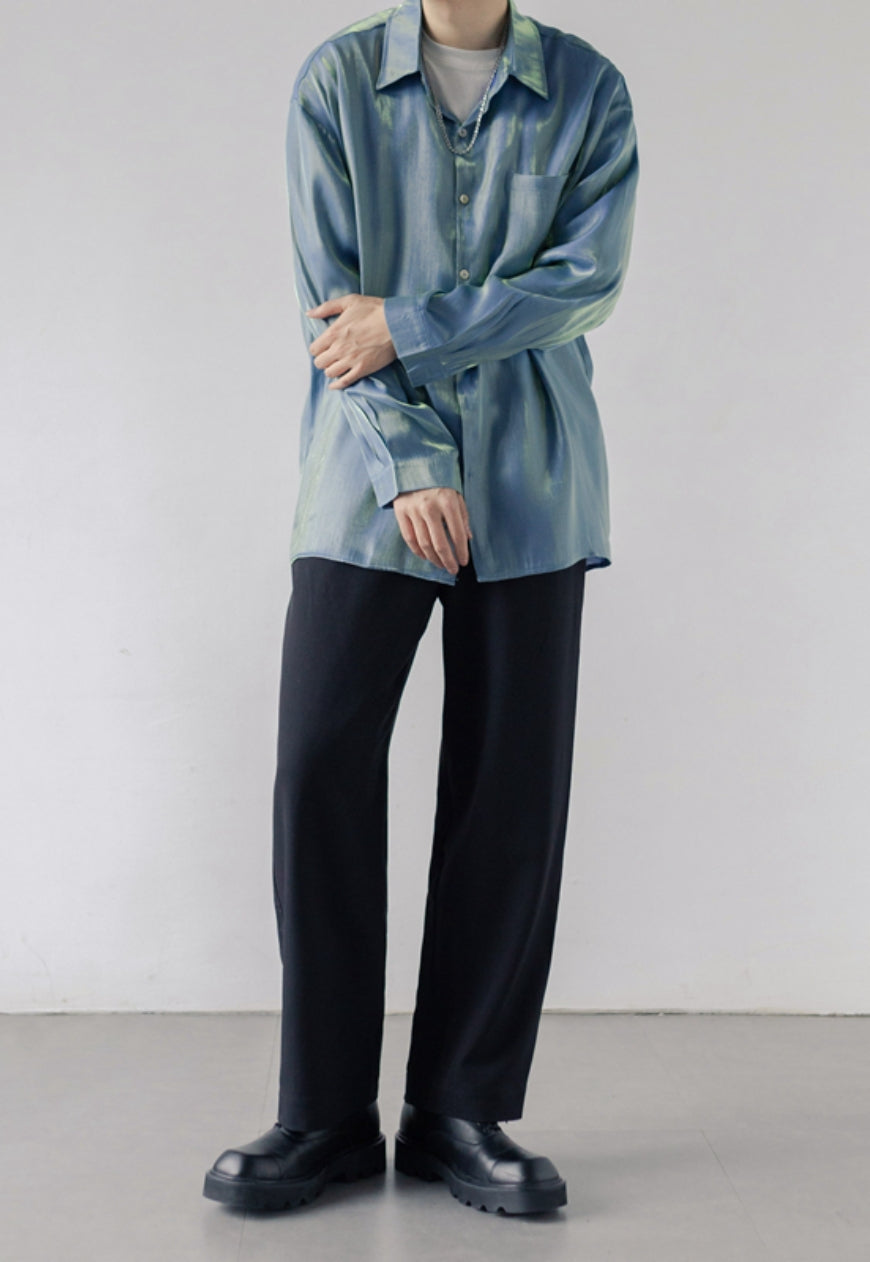 Men's Silky satin gradient shirt