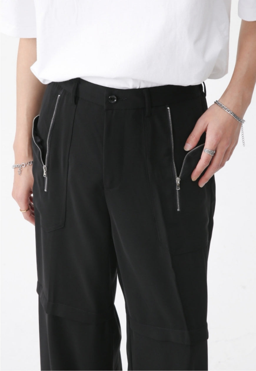 Unisex pocket zipped cargo trousers