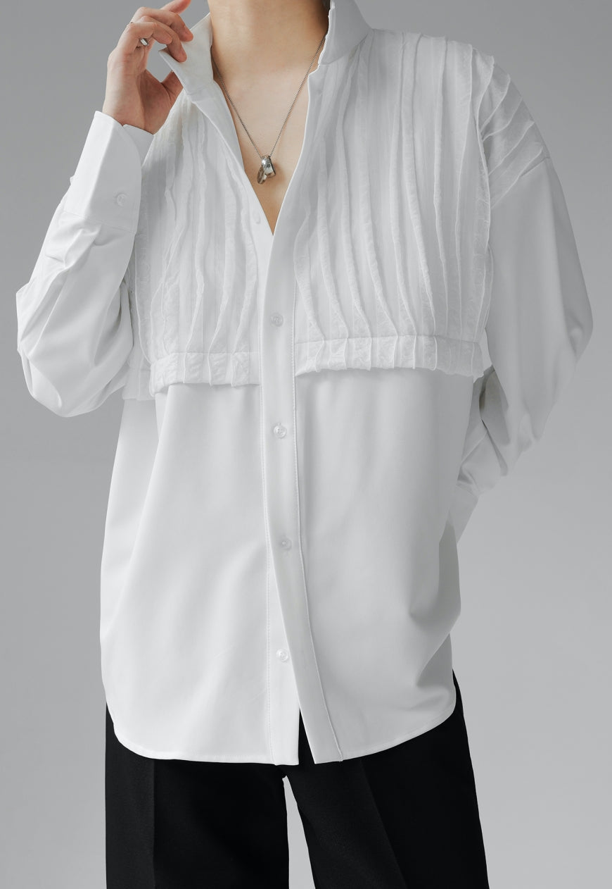 UZIP DESIGN Men's pleated technology long-sleeved shirt