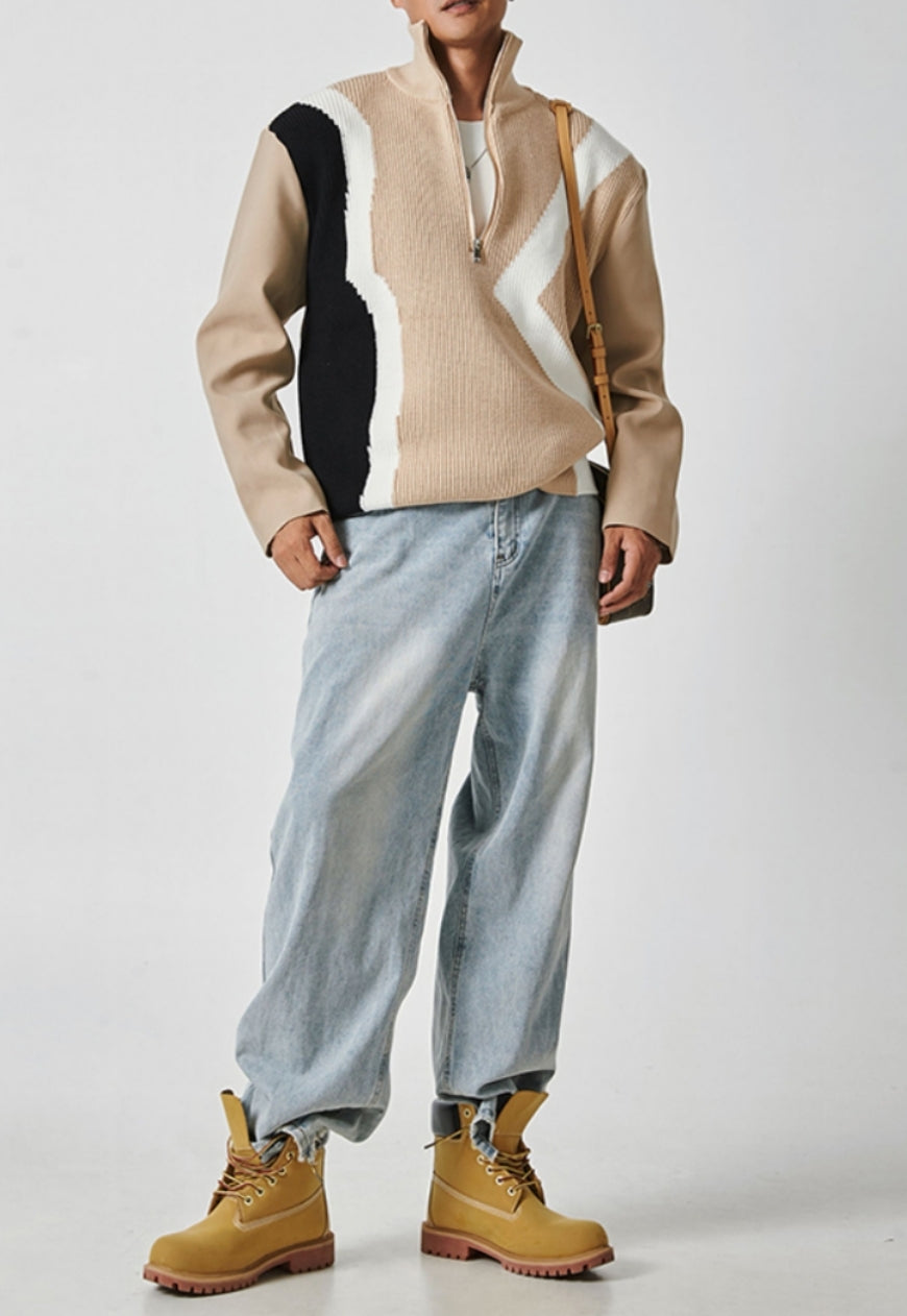 Men's zip turtleneck sweater