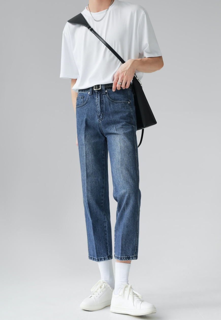 UZIP DESIGN Men's vintage solid color jeans