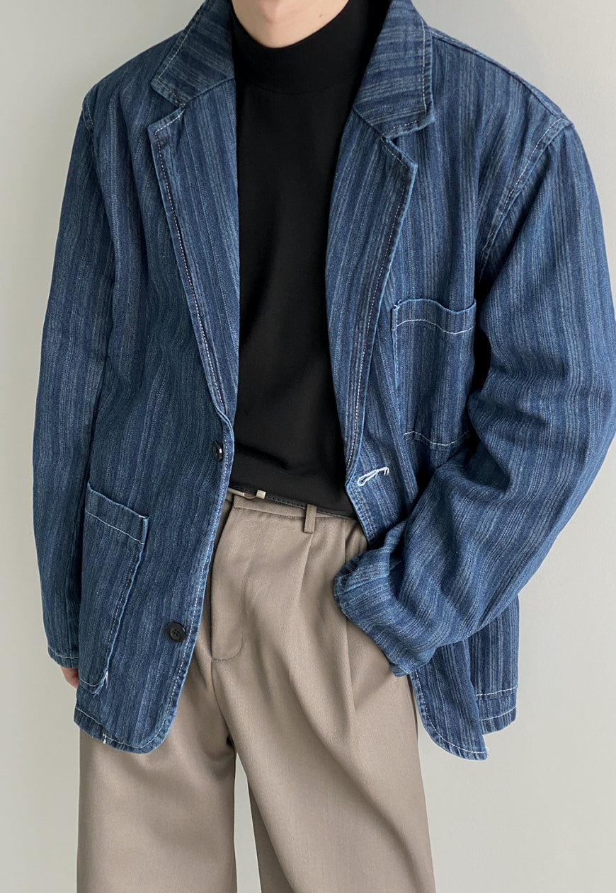 UZIP DESIGN Men's striped denim jacket
