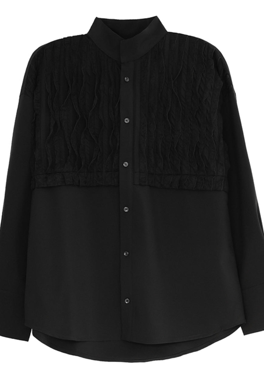 UZIP DESIGN Men's pleated technology long-sleeved shirt