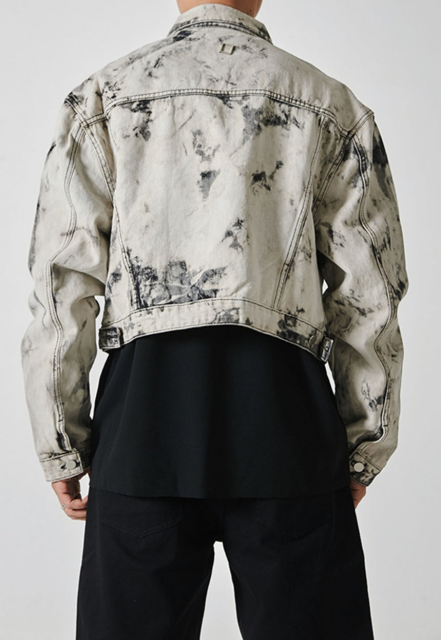 Men's tie-dye vintage denim jacket