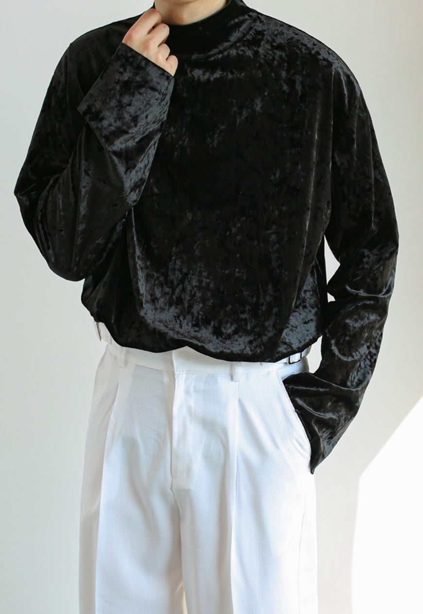 Men's Spring gold velvet T-shirt