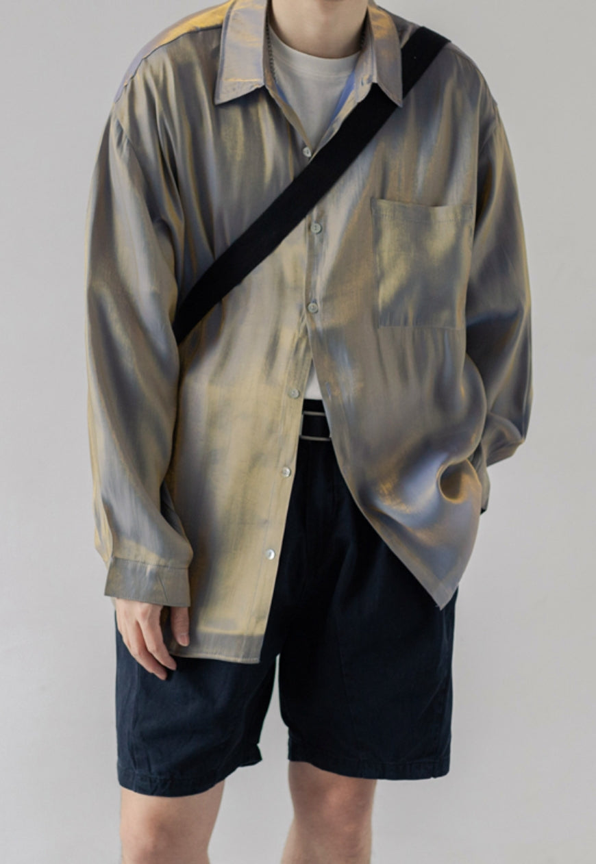 Men's Silky satin gradient shirt