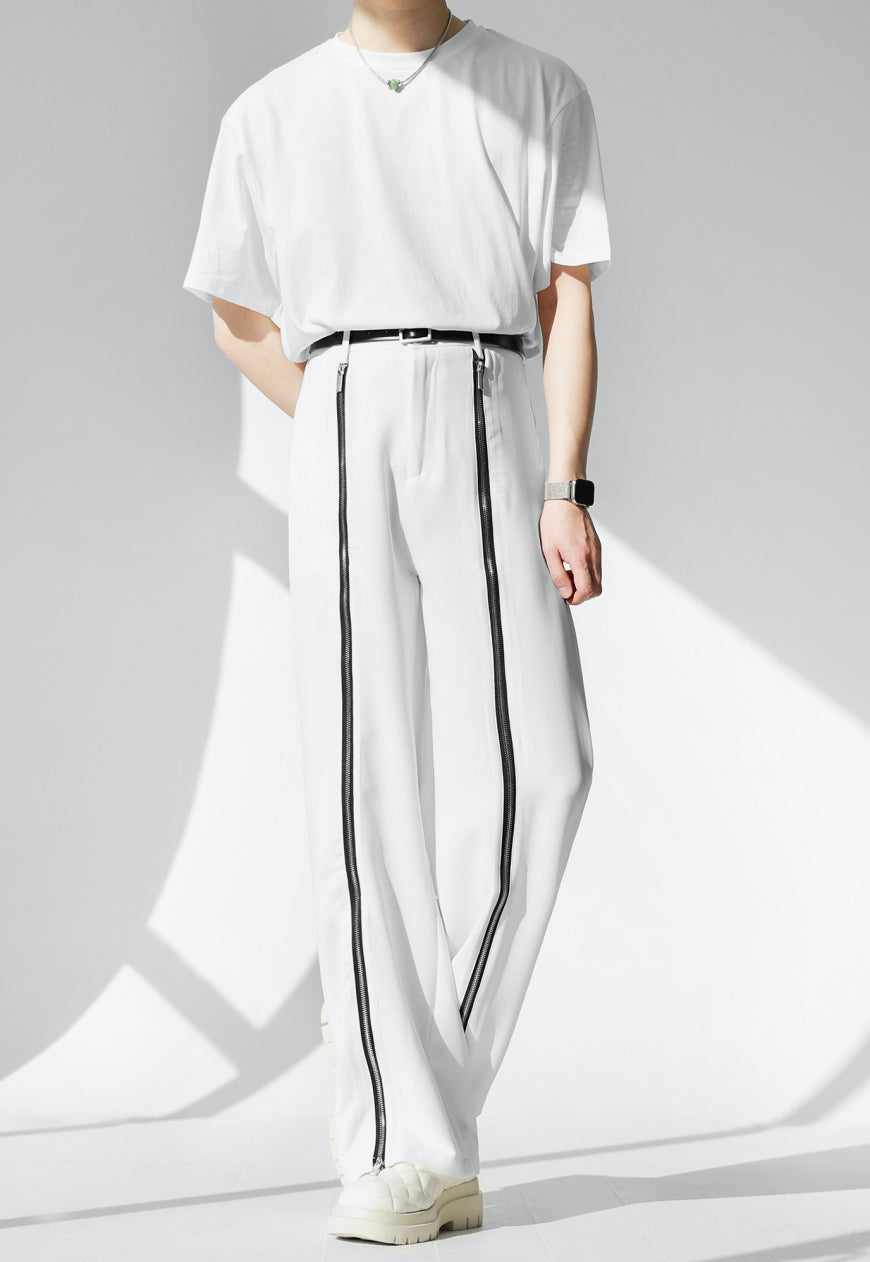 【Sale】Men's metallic zipper trousers