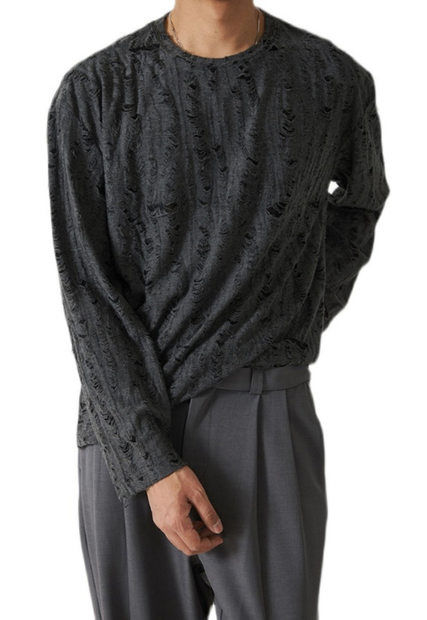 Men's crew neck ripped T-shirt