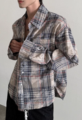 Men's Camouflage plaid long-sleeved shirt