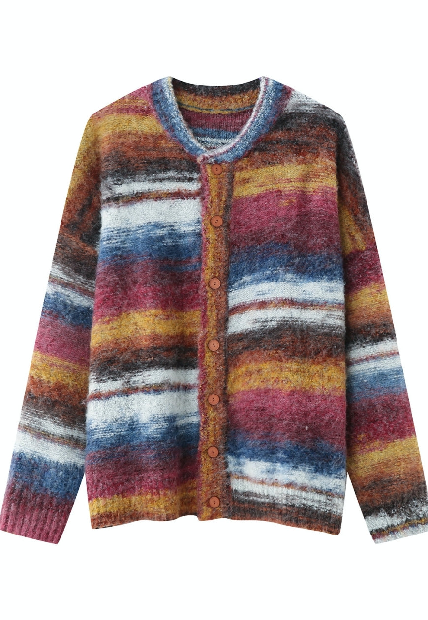 Men's Striped Rainbow Knit Jacket