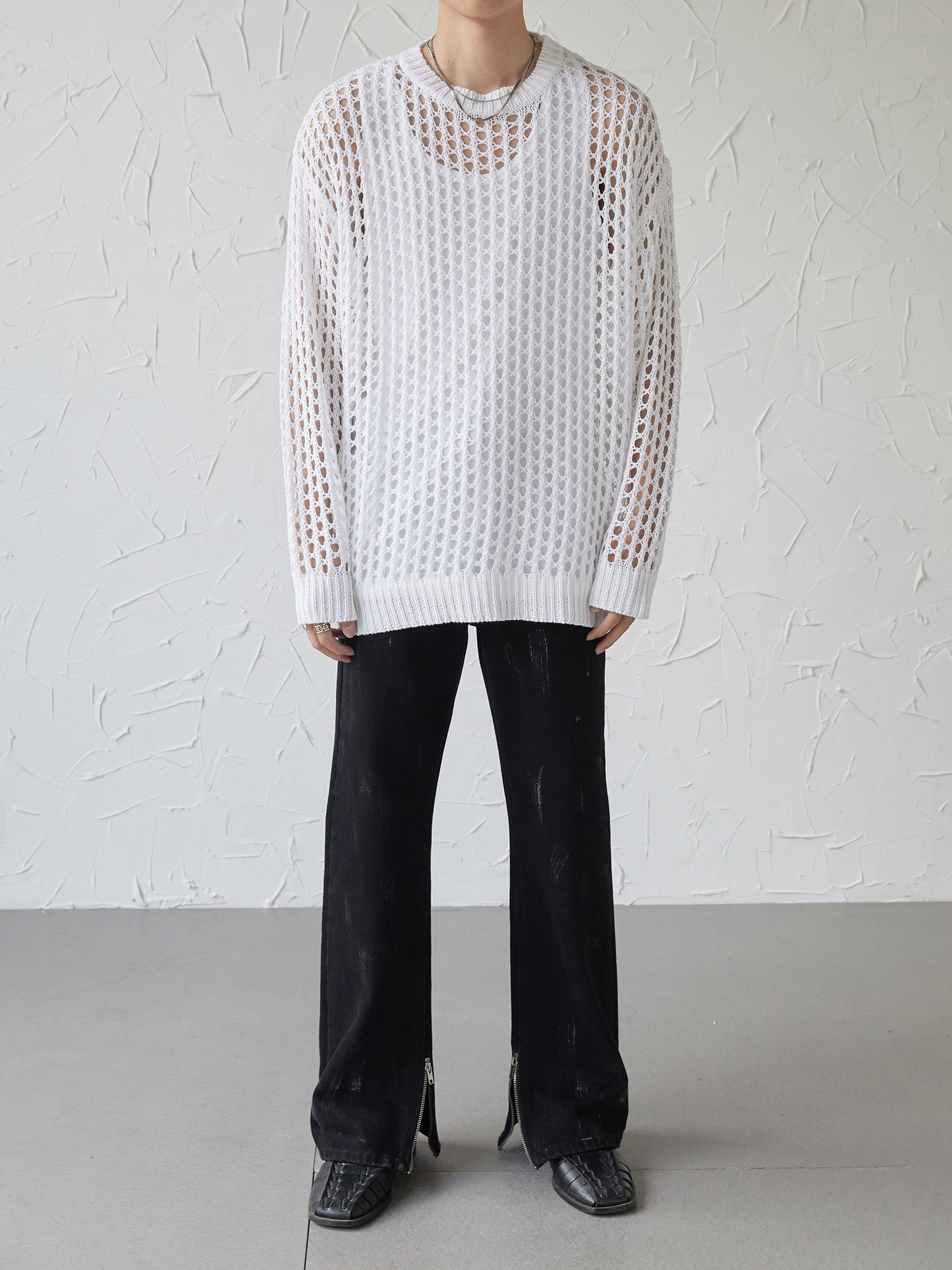 UZIP DESIGN Men's Design cutout long-sleeve top