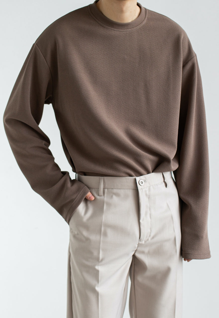 Men's Spring solid color round neck t-shirt