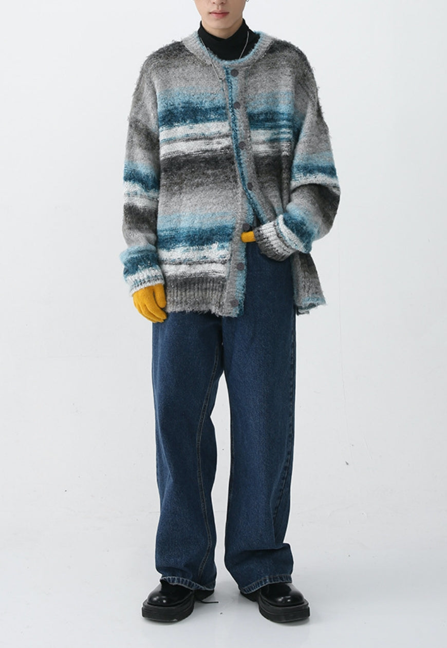 Men's Striped Rainbow Knit Jacket