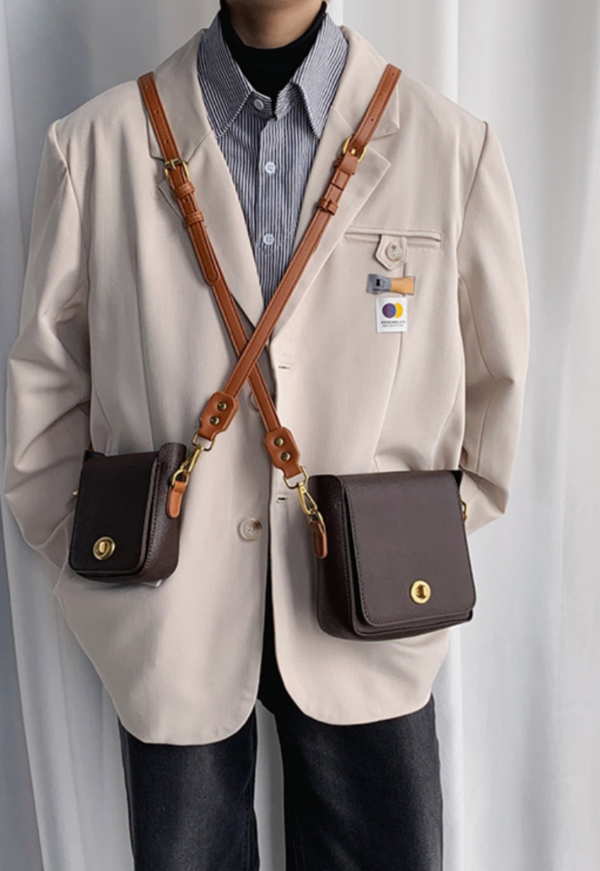 UZIP DESIGN Men's Brown leather crossbody bag