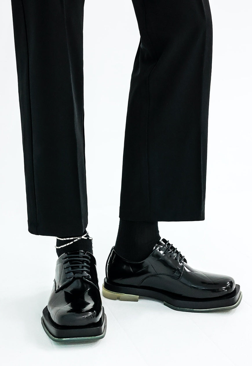 UZIP DESIGN Men's Shiny diamond irregular design leather shoes