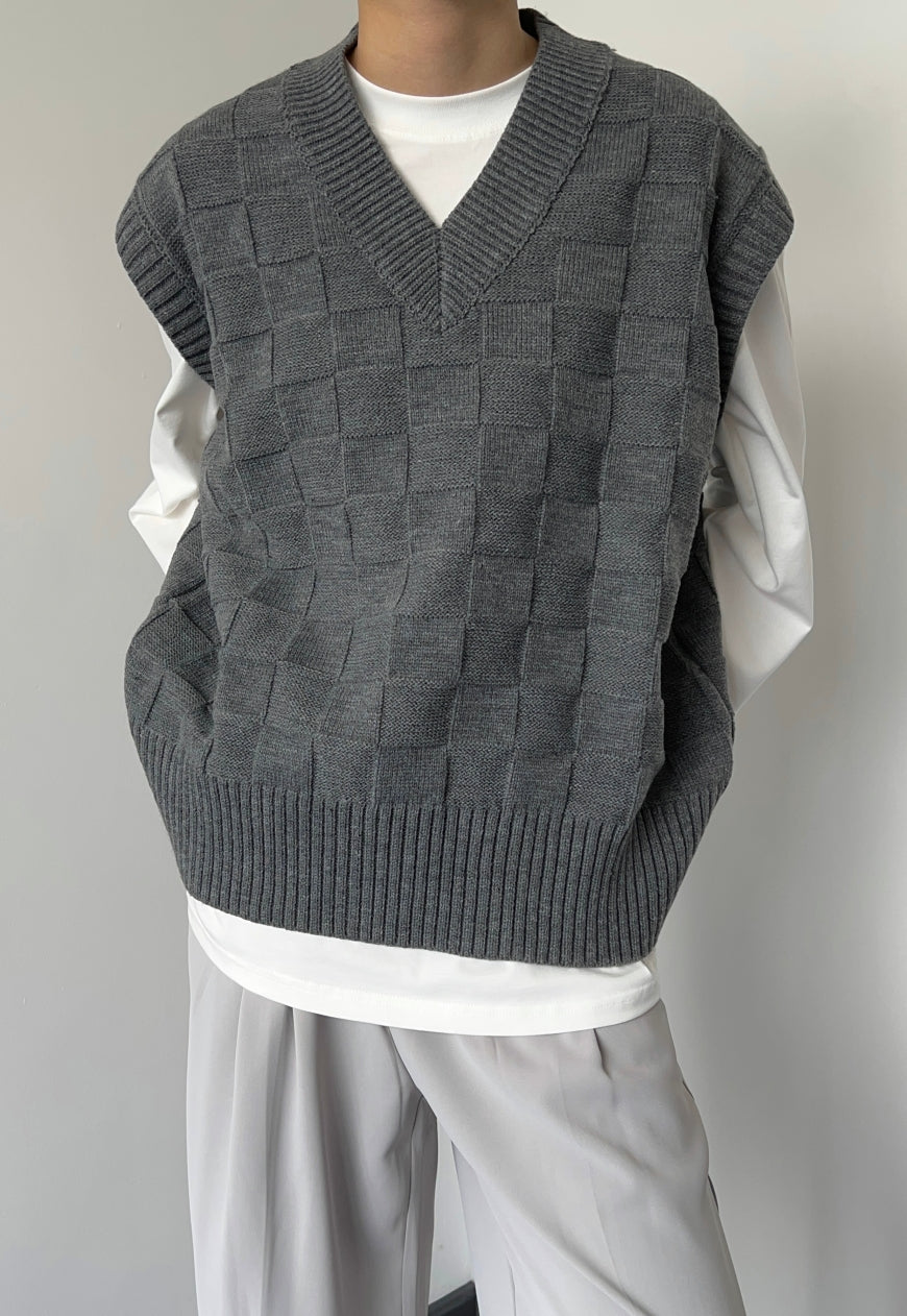 Men's plaid knitted vest