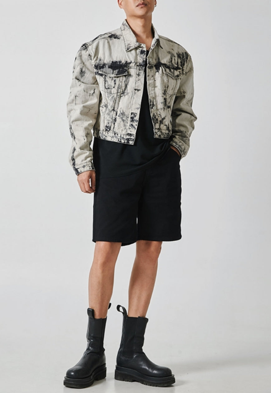 Men's tie-dye vintage denim jacket