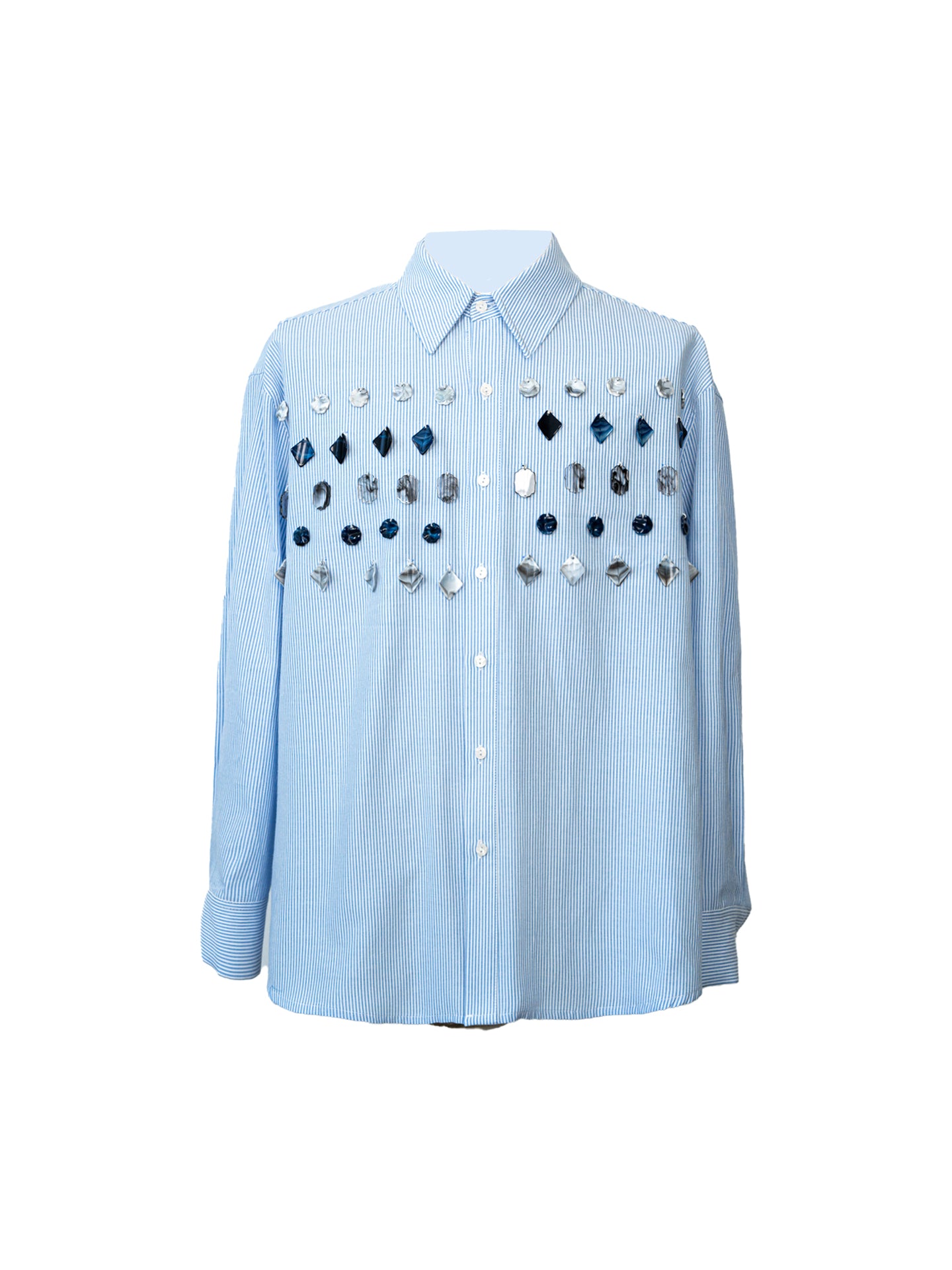Men's luxury imitation jade striped shirt