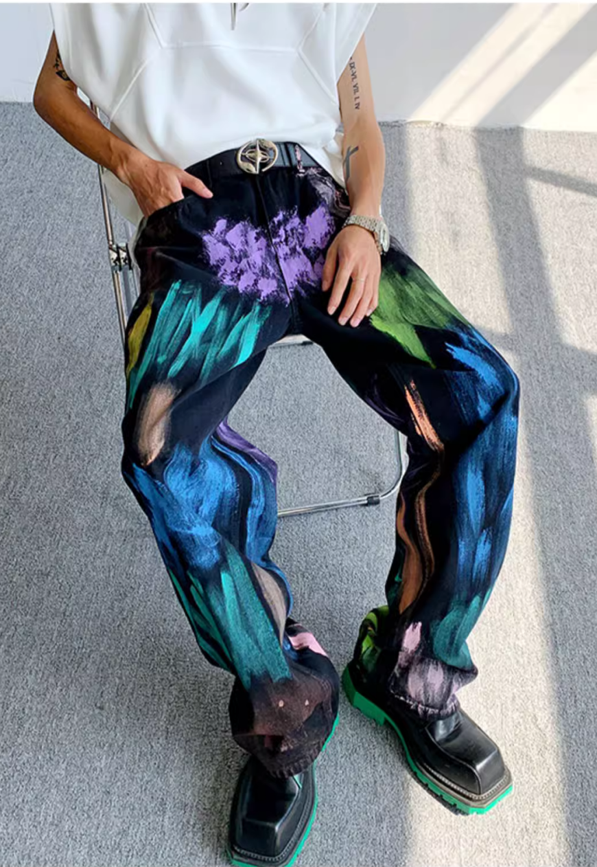 Unisex Hand painted oil painting jeans