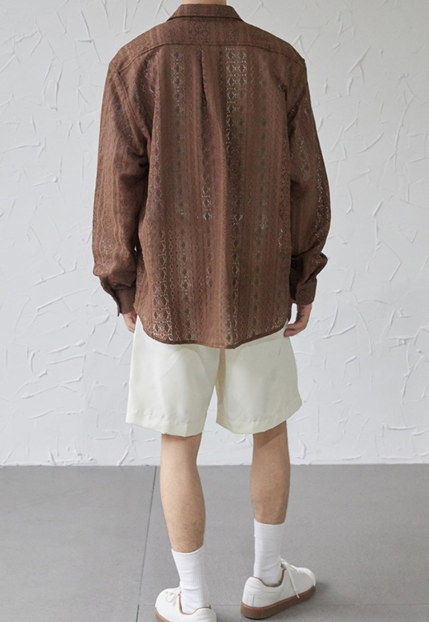 UZIP DESIGN Men's color cutout pattern shirt