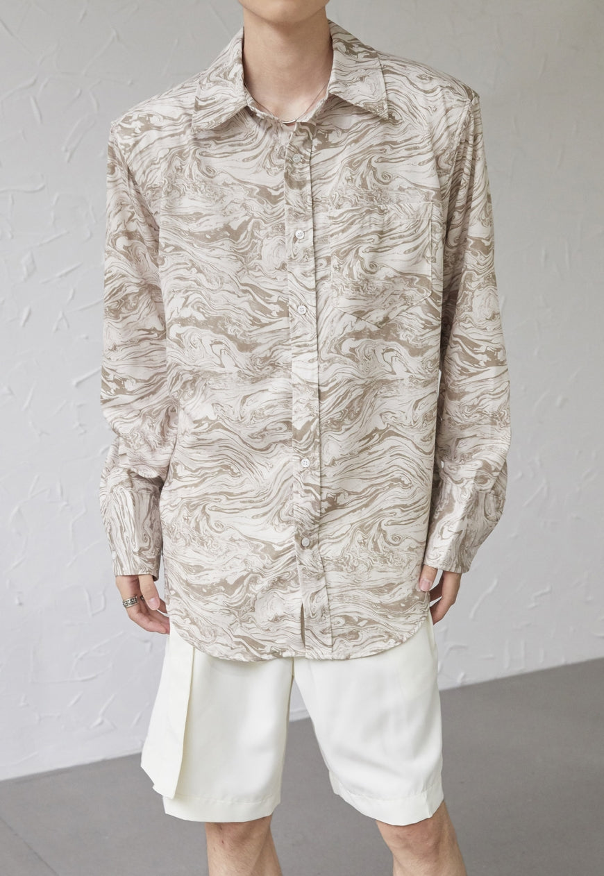 UZIP DESIGN Men's Marbled Shoulder Padded Shirt