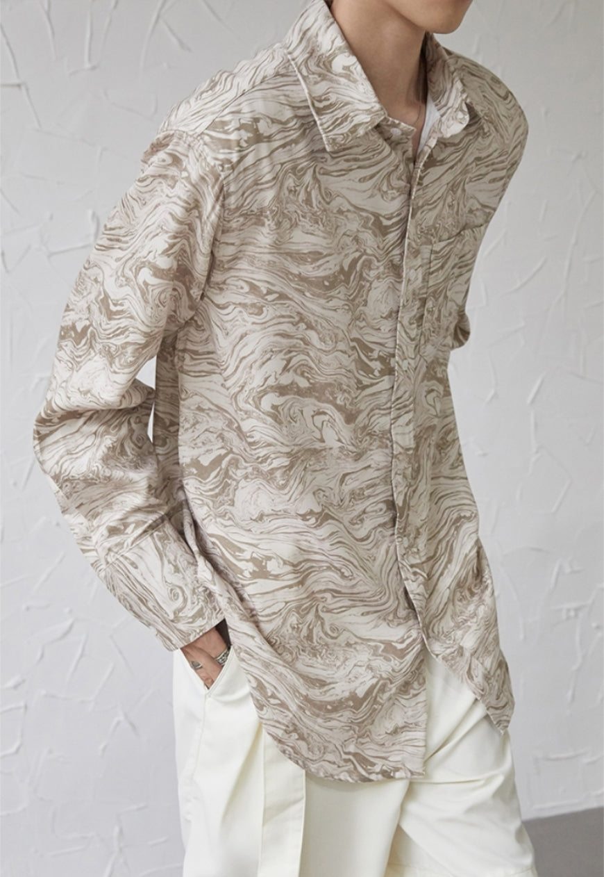 UZIP DESIGN Men's Marbled Shoulder Padded Shirt