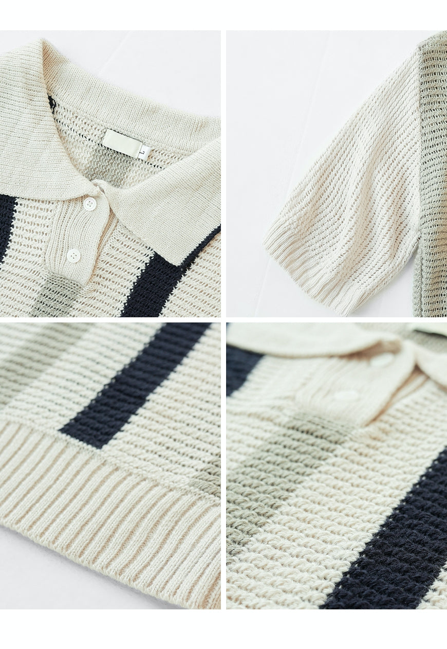Men's premium striped polo top