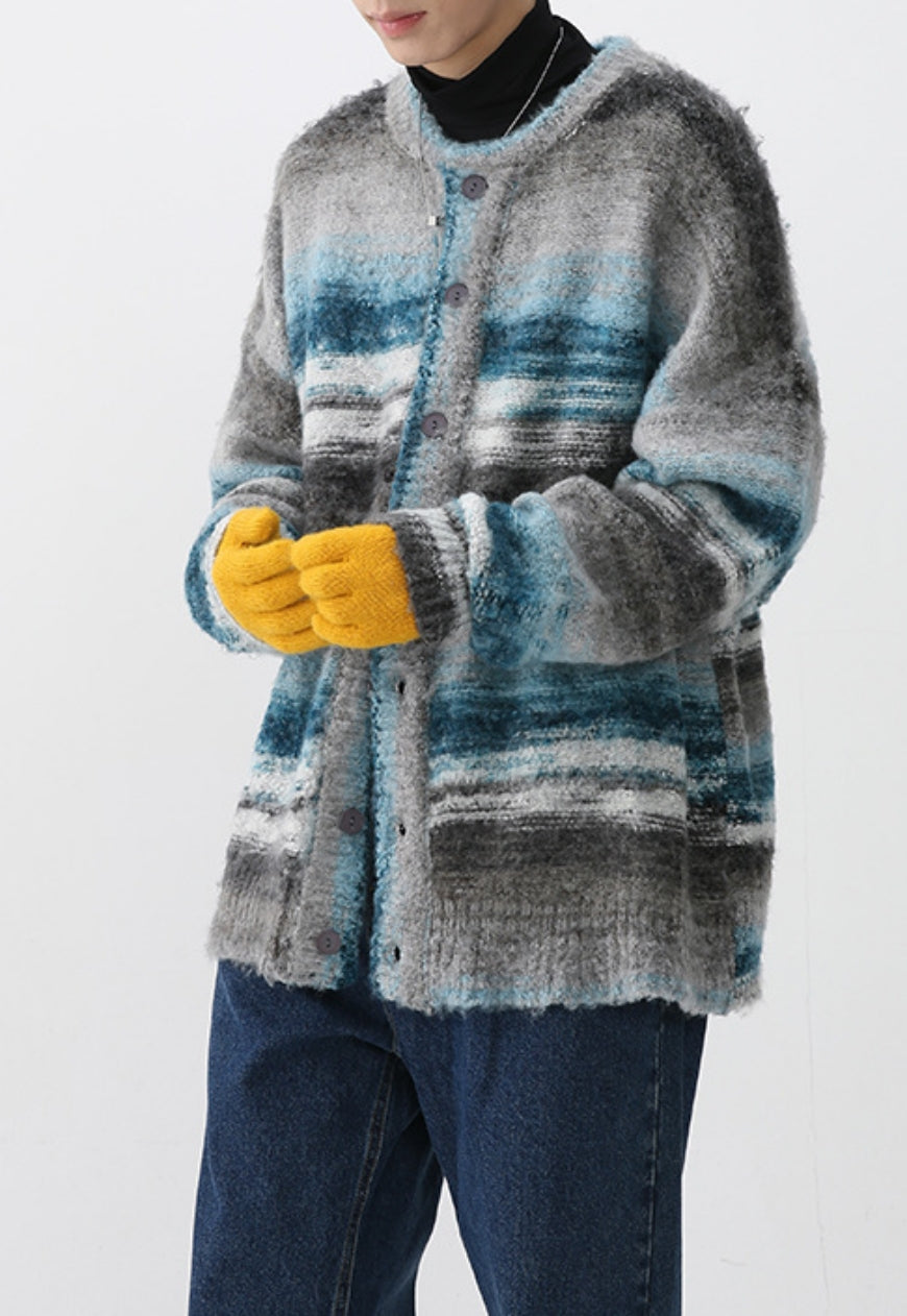 Men's Striped Rainbow Knit Jacket