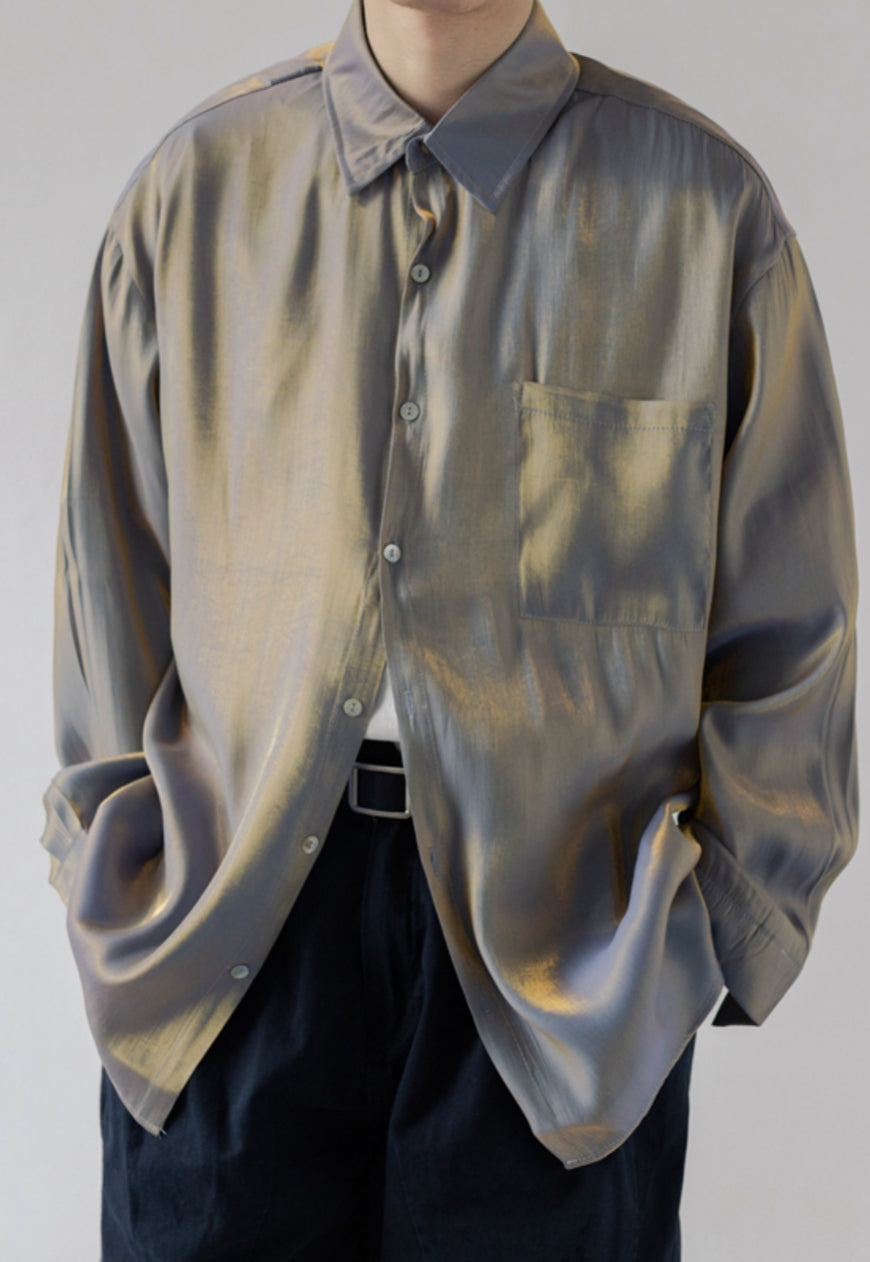 Men's Silky satin gradient shirt