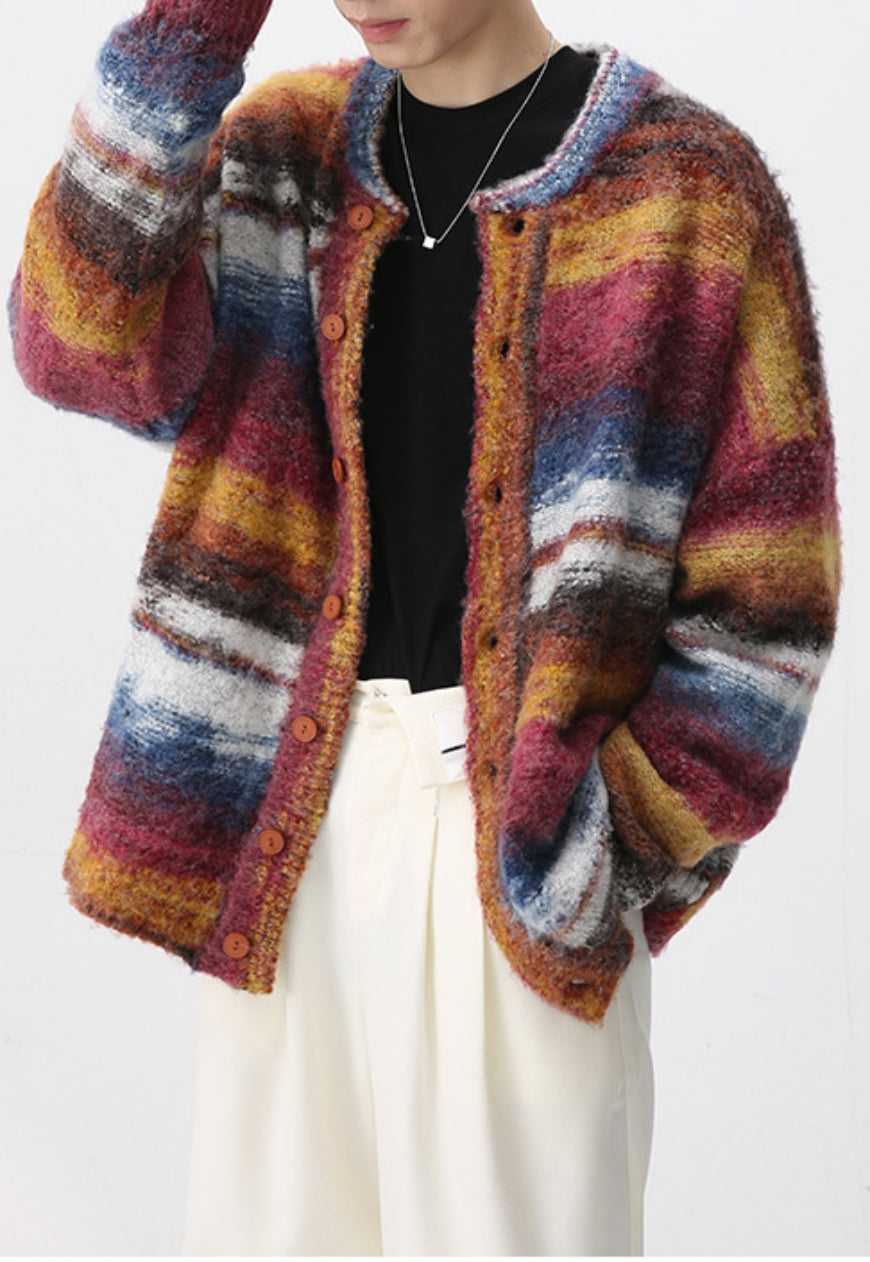 Men's Striped Rainbow Knit Jacket