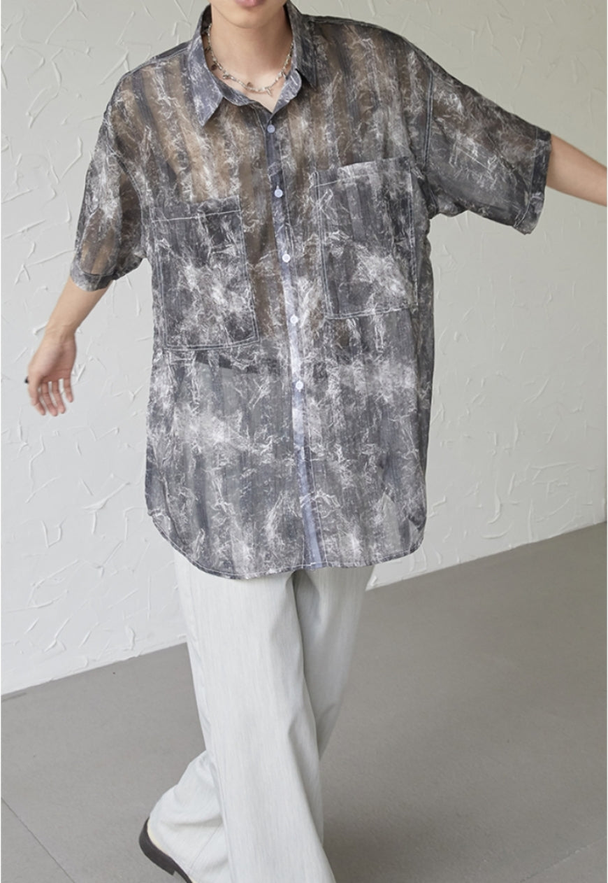 UZIP DESIGN Men's Marbled Short Sleeve Shirt