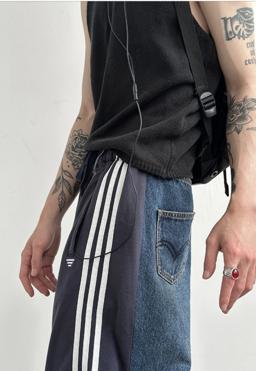Men's Design panel three-bar trousers
