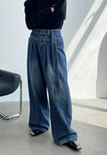 UZIP DESIGN Men's Retro Self-Belt Jeans