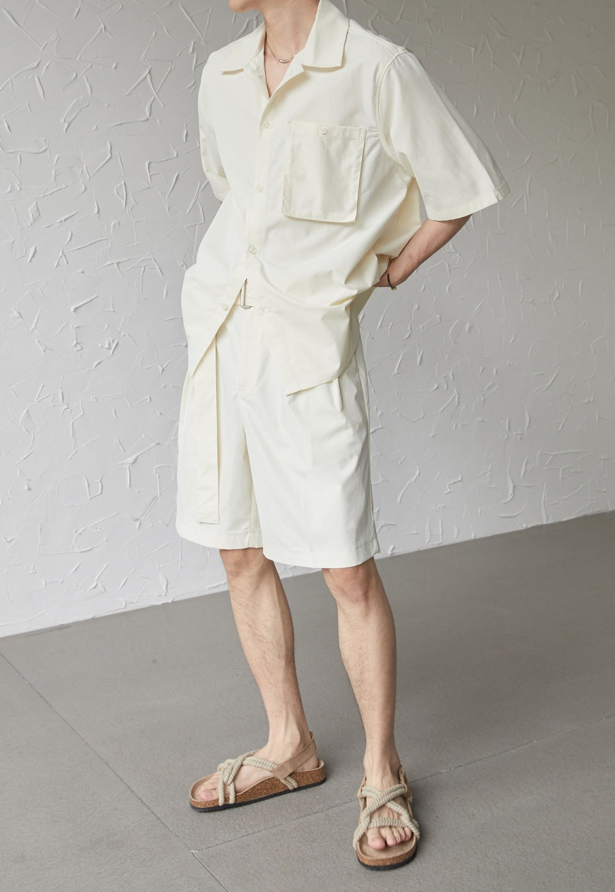 UZIP DESIGE Menâ€™s suit belted shorts