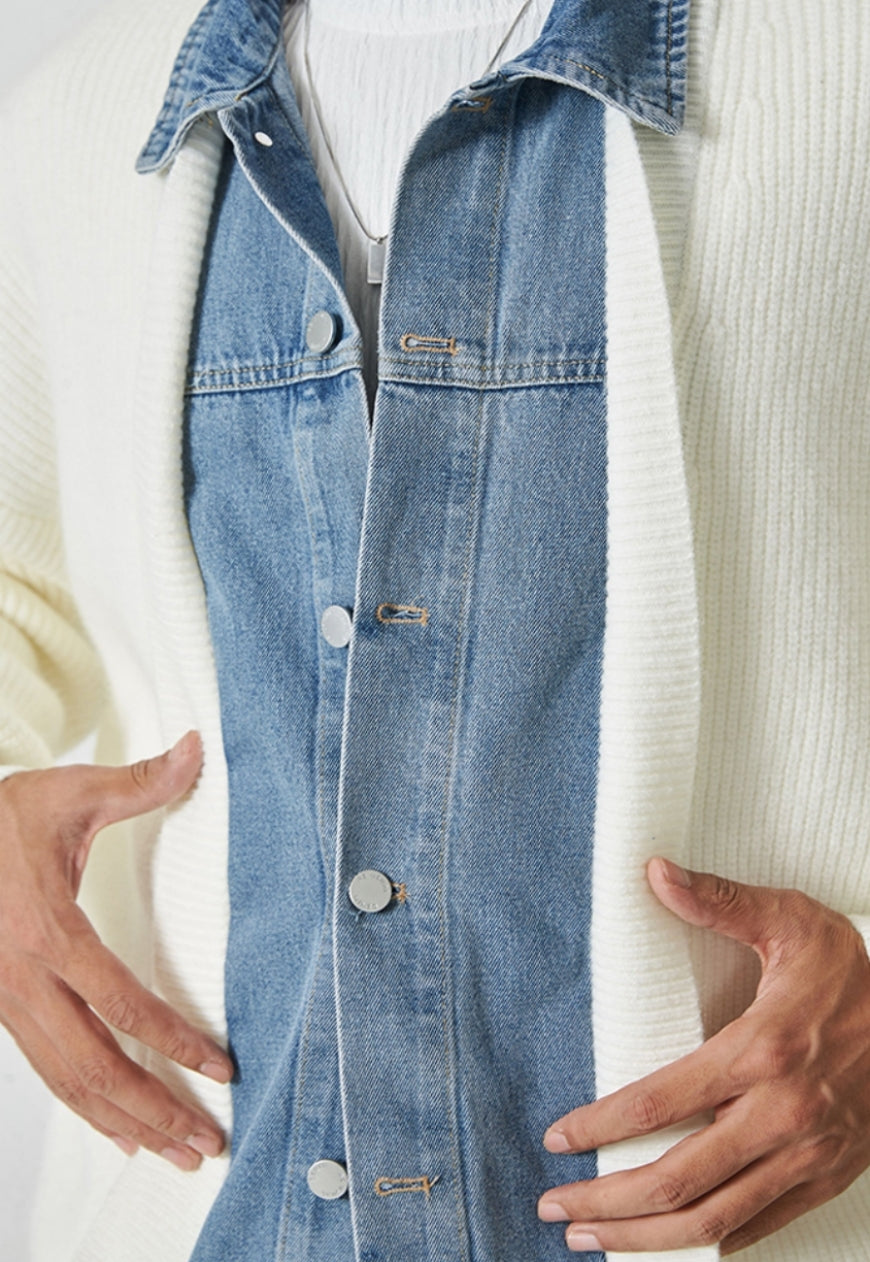 Men's Design Denim Cardigan Jacket