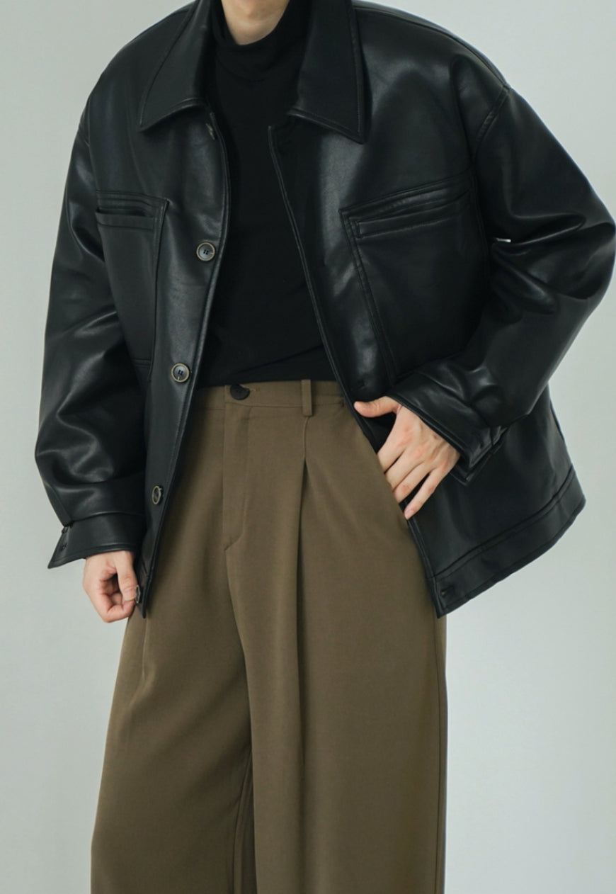 Men's Vintage PU leather jacket