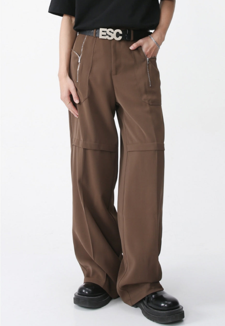 Unisex pocket zipped cargo trousers