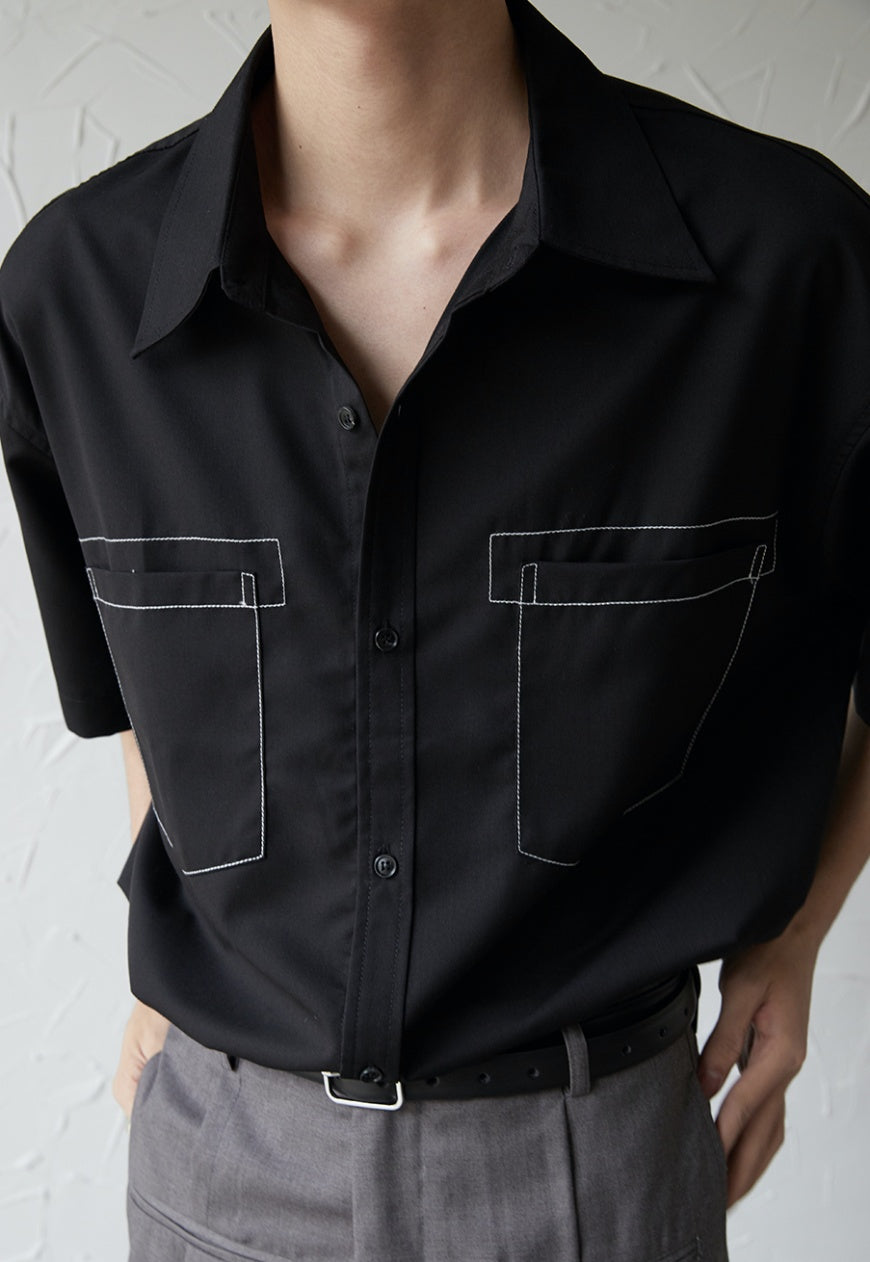 UZIP DESIGN Men's large pocket short sleeve shirt