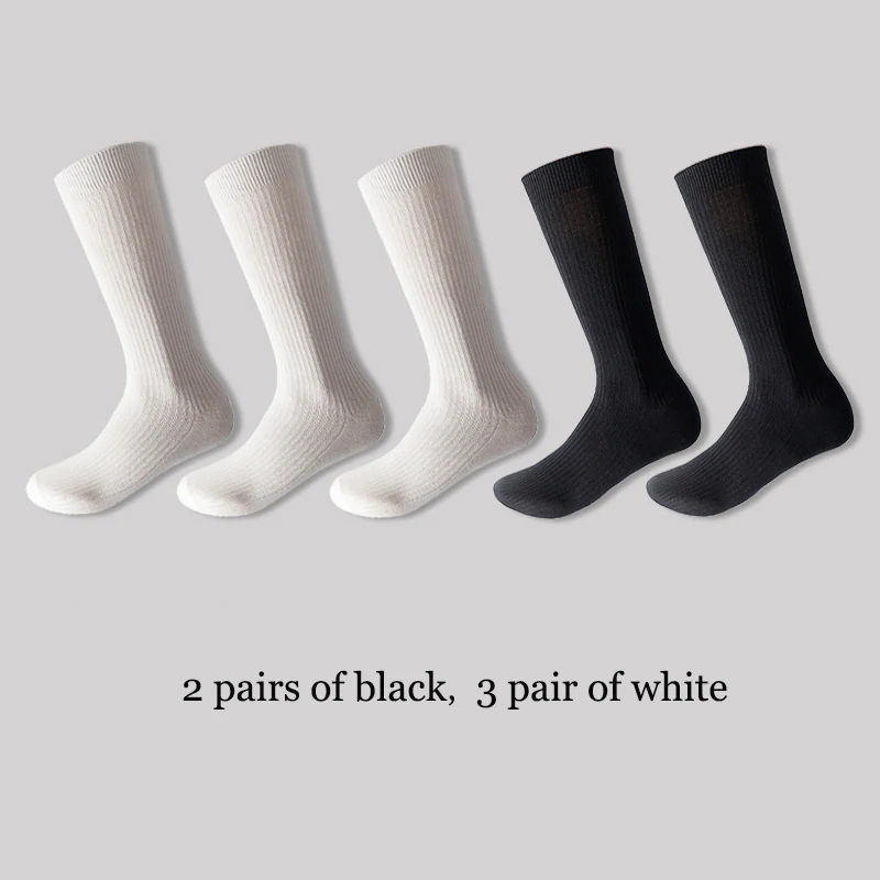 Men's Black White Mid-length Socks