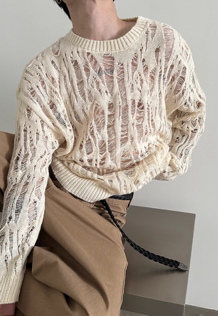 Men's hollow knitted sweater