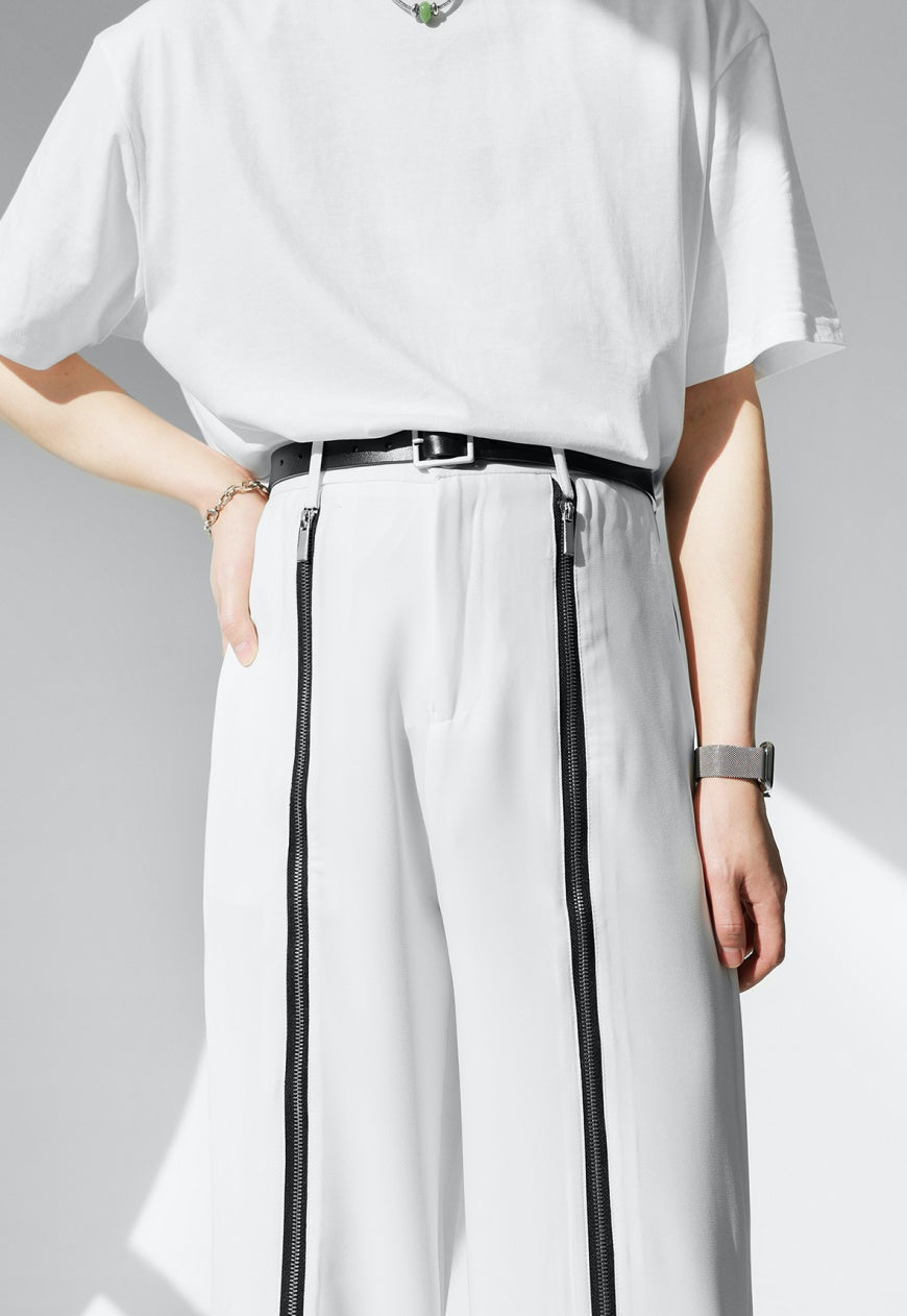 【Sale】Men's metallic zipper trousers