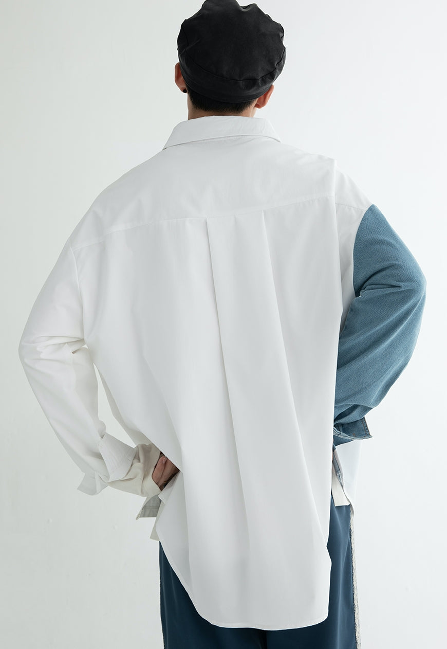 Men's fashion stitching denim shirt