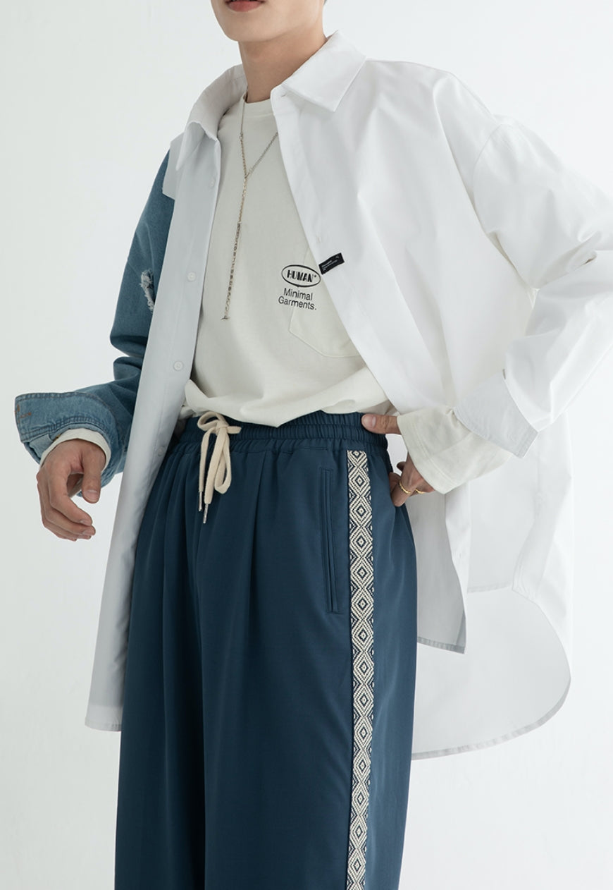 Men's fashion stitching denim shirt