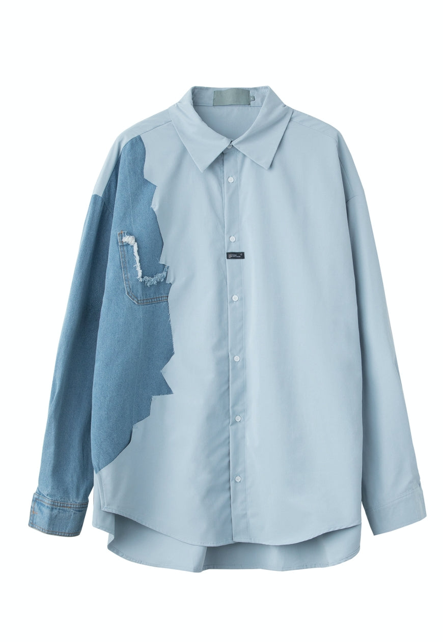 Men's fashion stitching denim shirt
