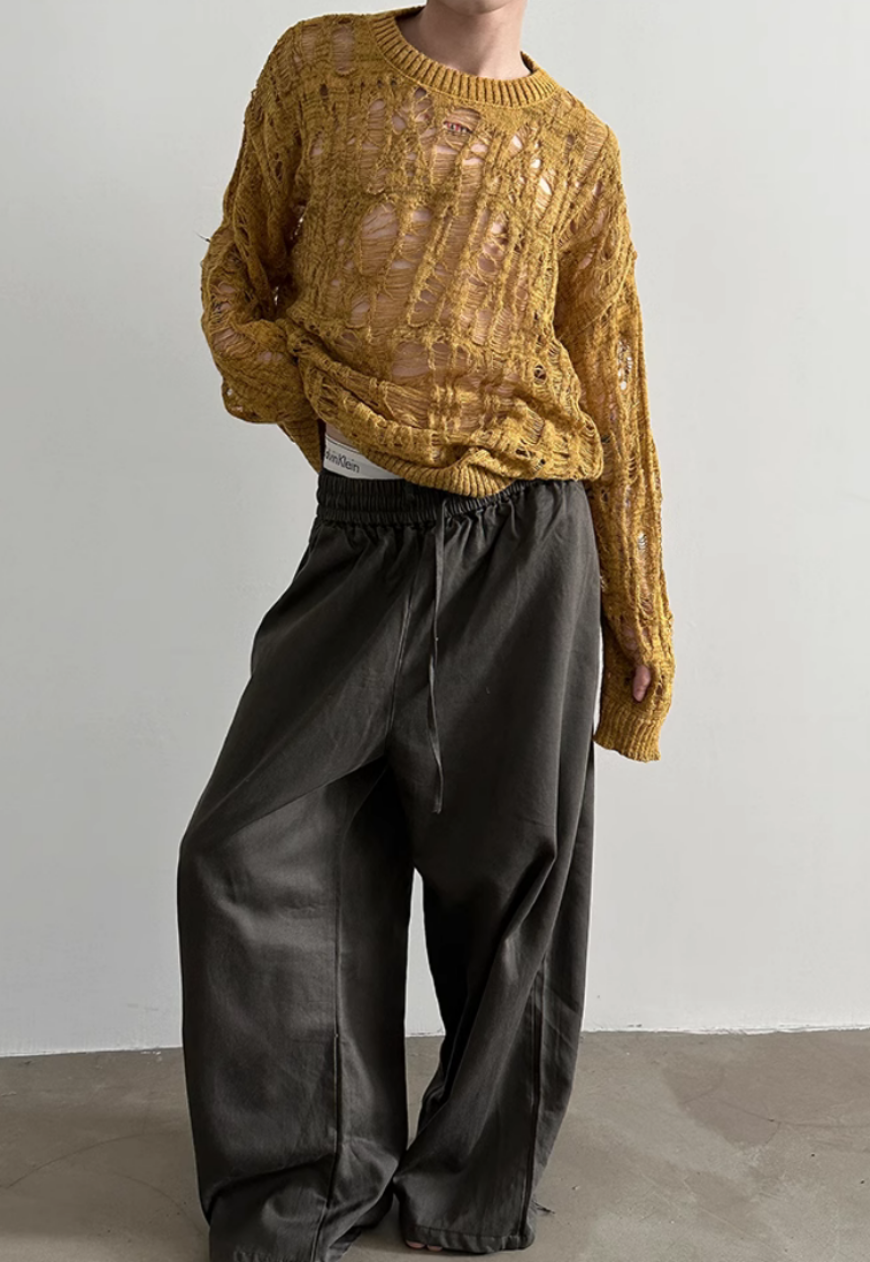 Men's hollow knitted sweater