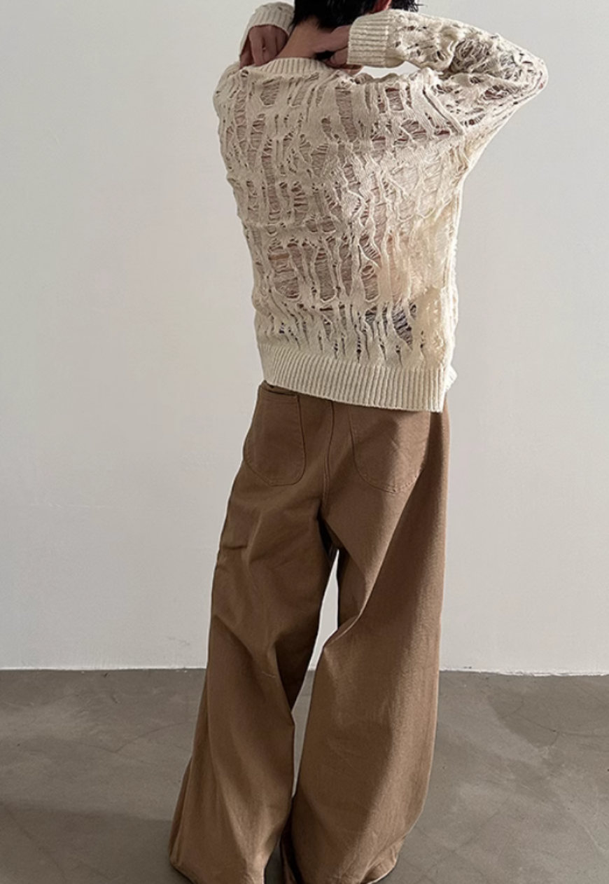 Men's hollow knitted sweater